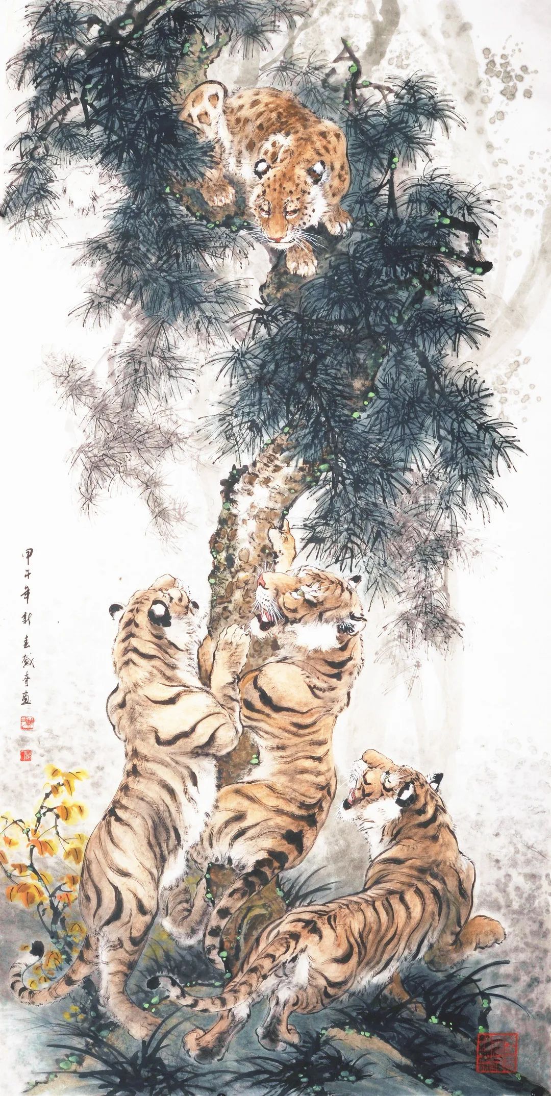著名狮虎画家戴奇 作虎在小说故事上武松打虎,施耐庵所著《水浒传》