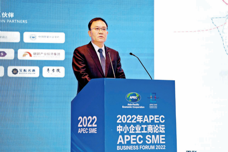 宝安区委书记王守睿在apec中小企业工商论坛上作主旨演讲