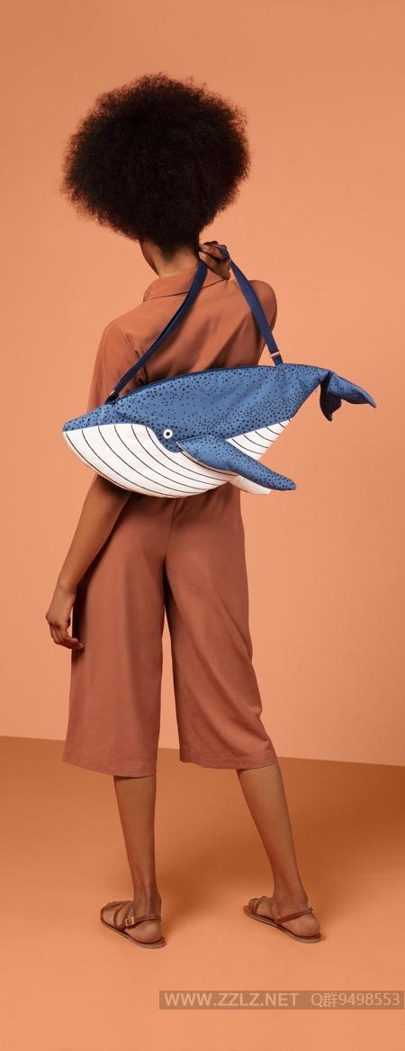 创意生活设计,设计成蓝鲸造型的防水棉创意背包设计.