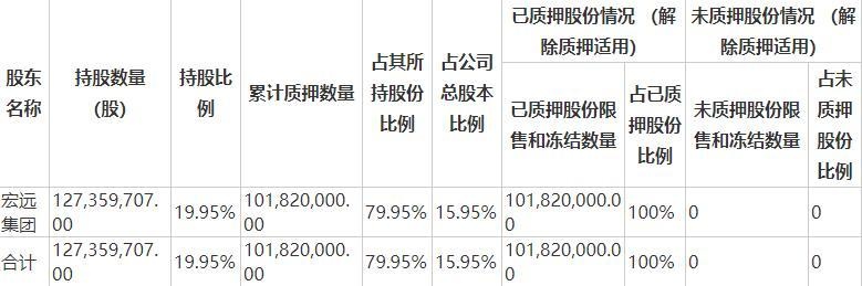 粤宏远a:宏远集团解除质押1.27亿股股份 占总股本0.0157%