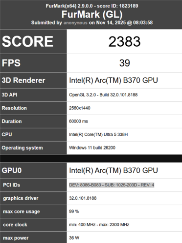 Intel 10核锐炫B370集显跑分曝光：超越RTX 3050