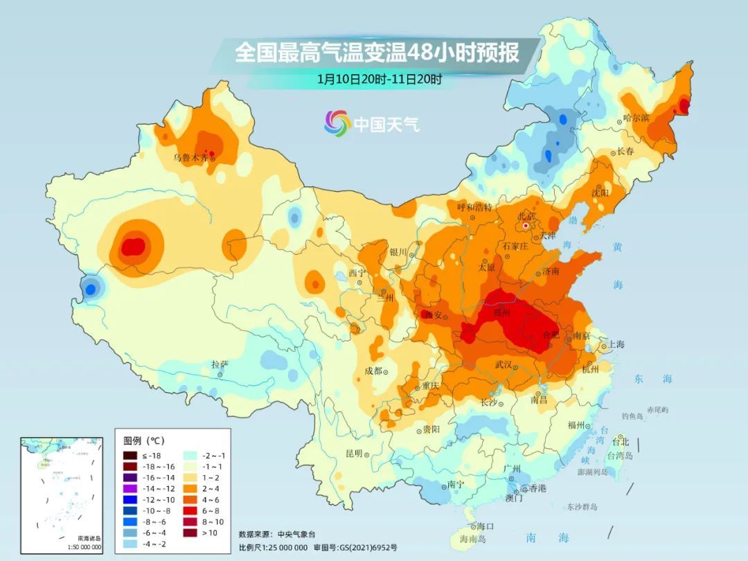 全国气温回暖地图图片