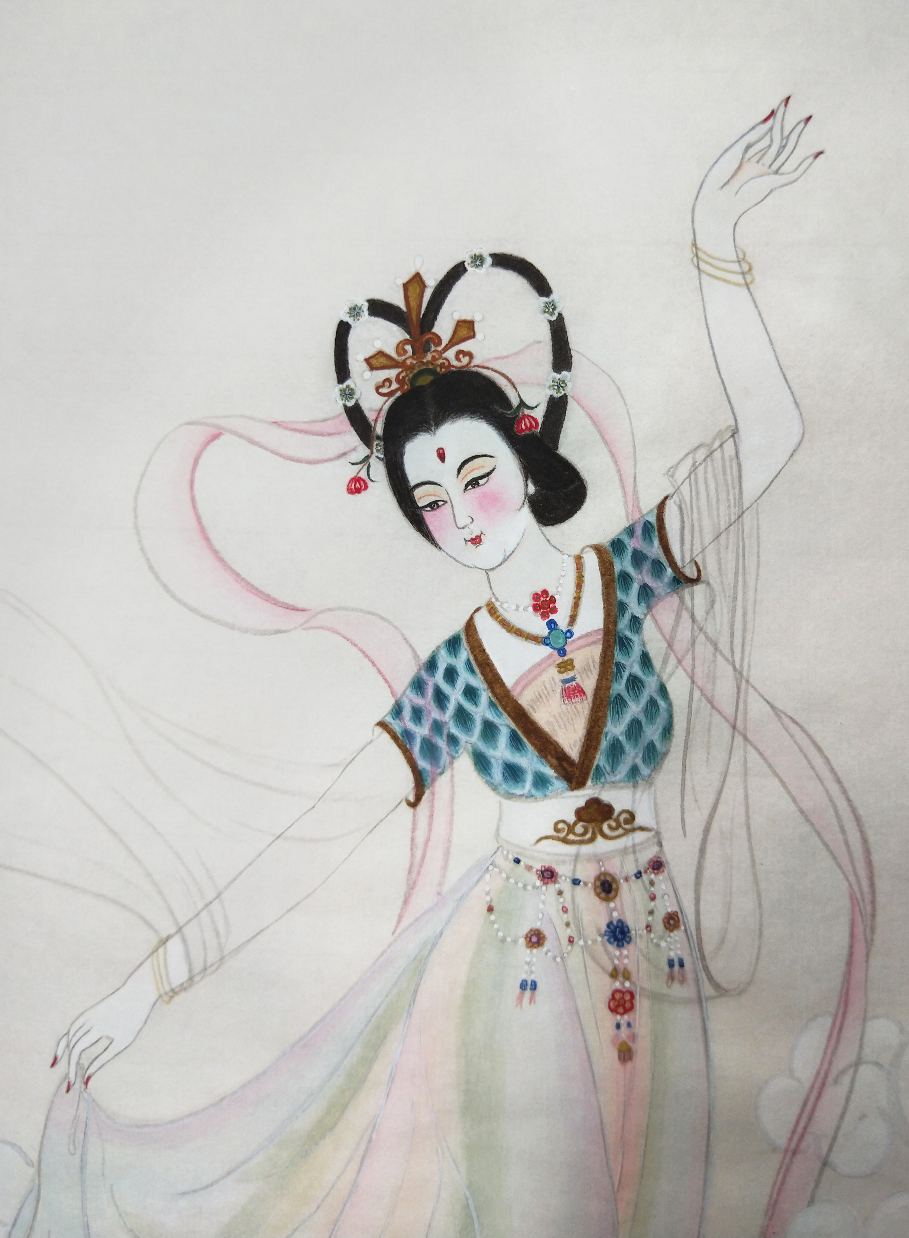 《杨玉环演出霓裳羽衣舞图》黄丽燕丨国画