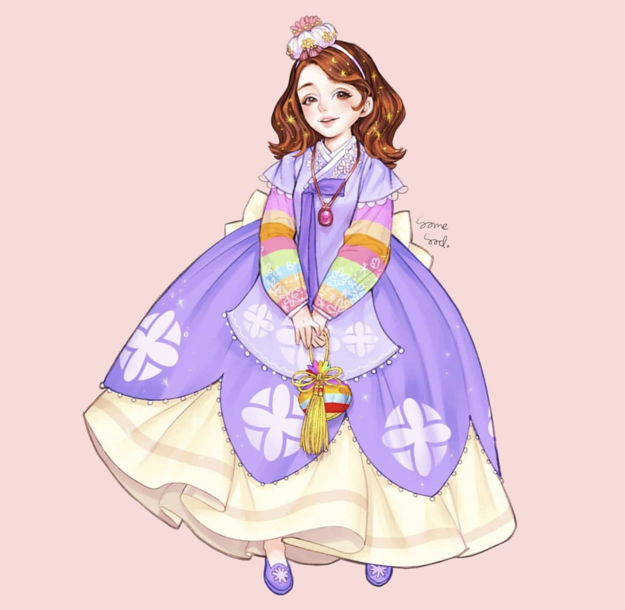 穿"韩服"的迪士尼公主,画师自创两副面孔,首见黑发的艾莎女王