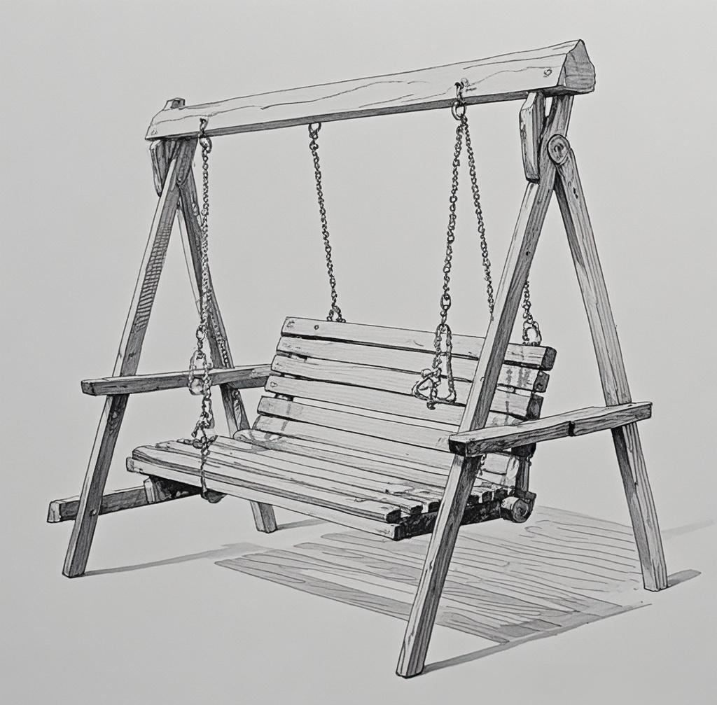 秋千线描图:描绘童年的欢乐与诗意