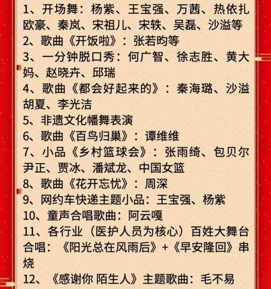 網傳2023央視春晚節目單,嘉賓對標彩排陣容,主持陣容缺少可信度