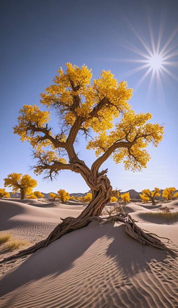胡杨,被誉为沙漠的脊梁,其身上镌刻着岁月的沧桑