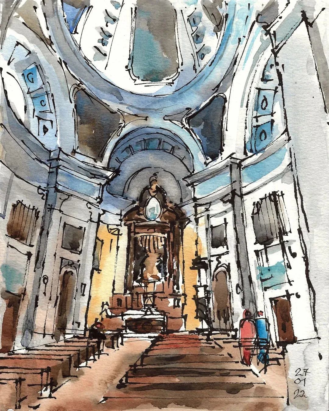 水彩|钢笔淡彩 建筑 艺术家 pedro barahona rodríguez