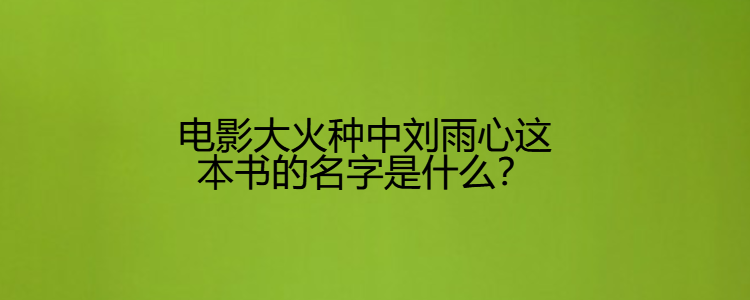 电影大火种中刘雨心这本书的名字是什么?