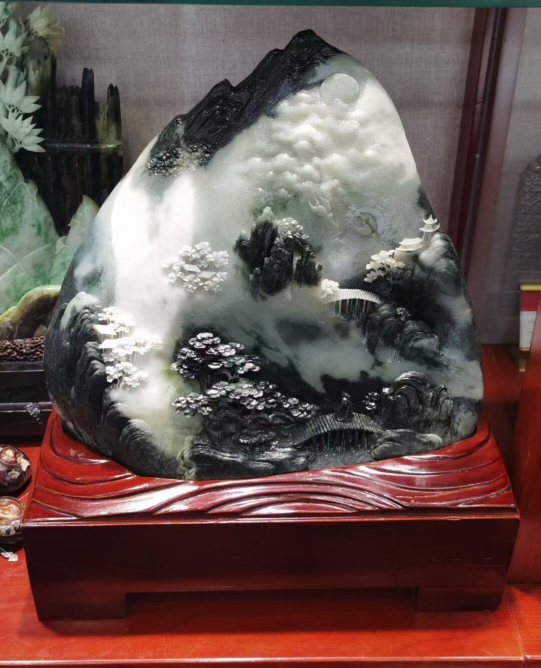 独山玉山水意境摆件《青云直上》《前程似锦》