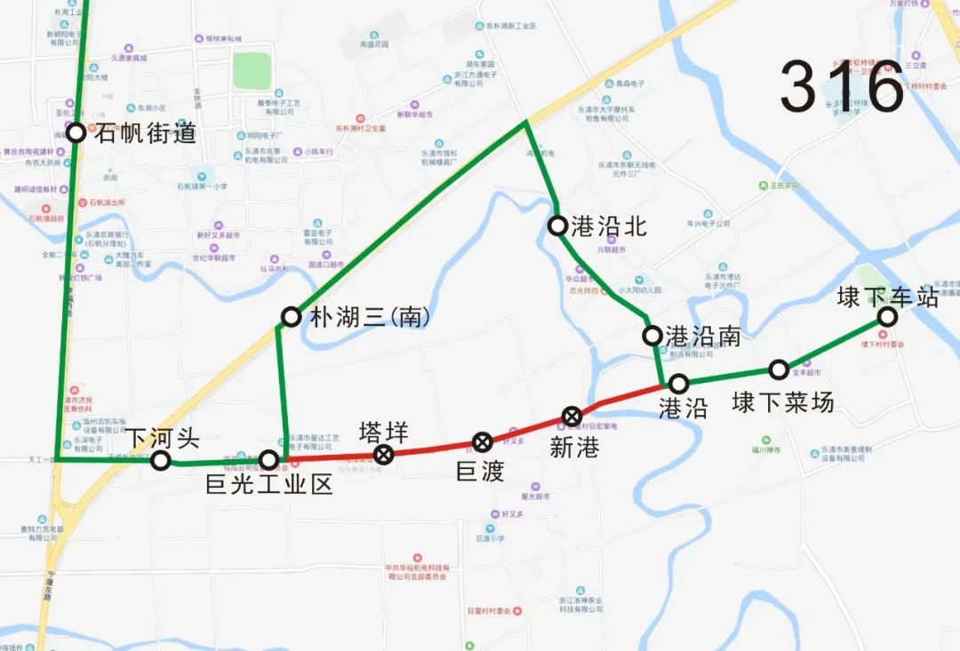 316路公交车路线图图片