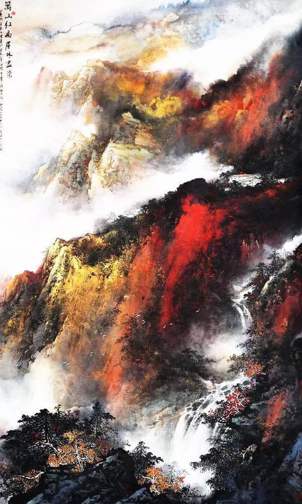 国画欣赏,"川江金晖"一组泼彩山水画!