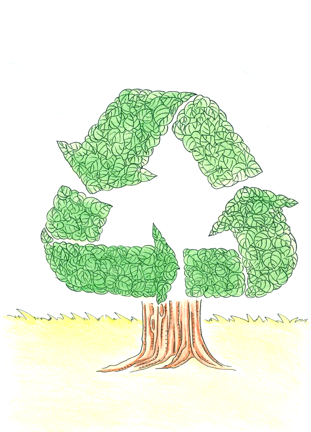 在这幅画中,小作者通过线条和色彩描绘了绿色出行的场景,表达了对环保