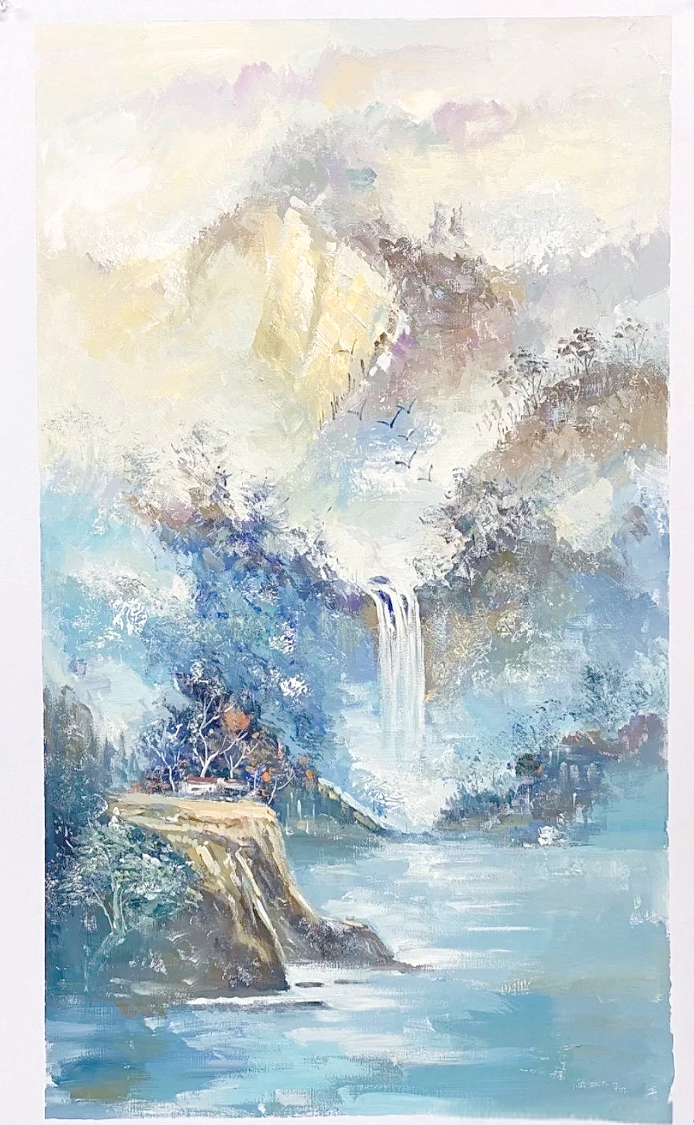 儿童创意美术山水风景水粉画技巧探索