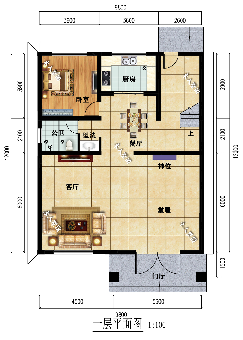 98米宽的两开间别墅,入户即是堂屋,毛坯造价不到30万