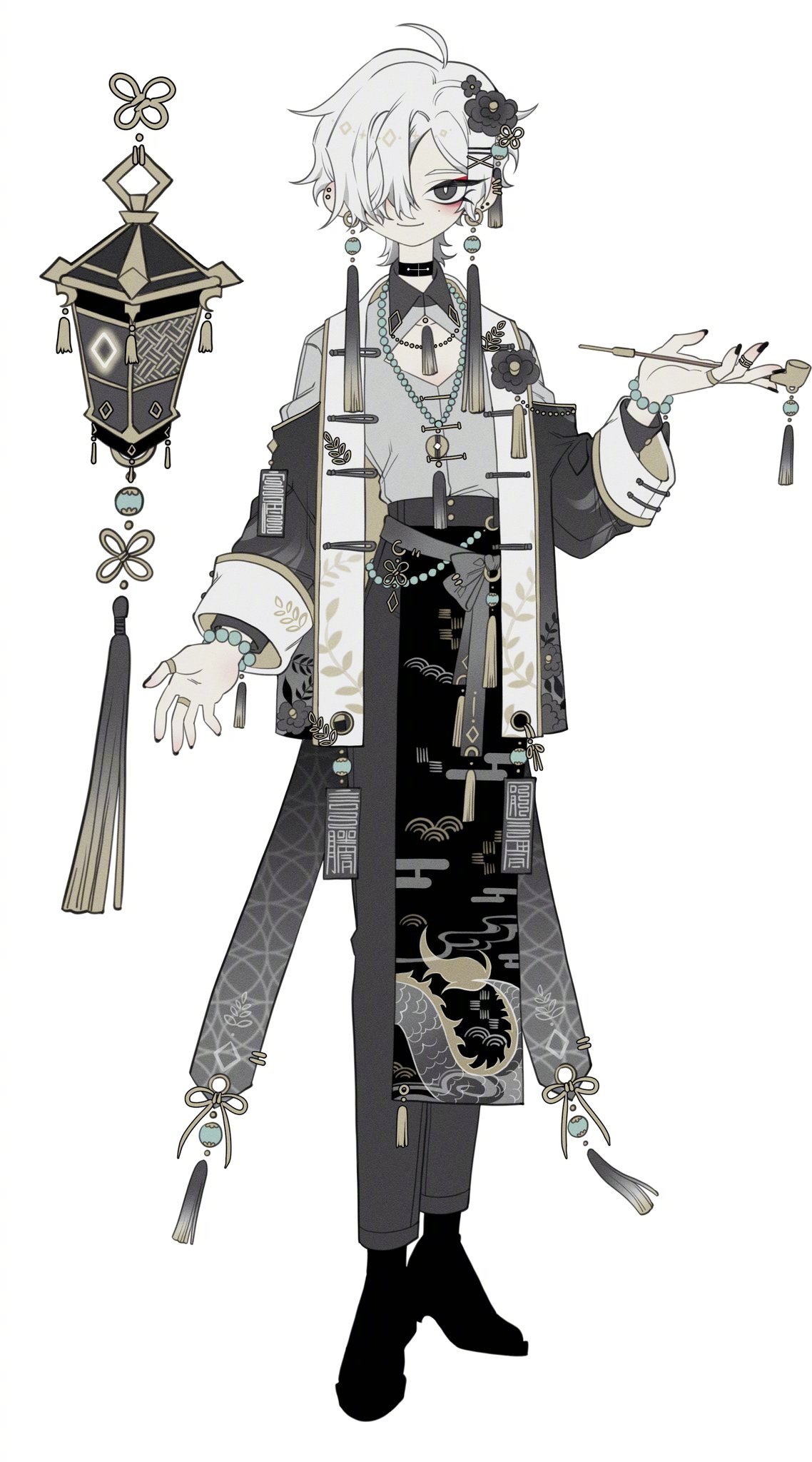 自带病娇属性的正太少年人物插画,服装设计非常帅气