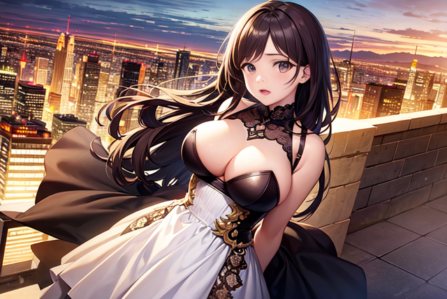 「ai美图系列03」二次元黑蕾丝连衣裙