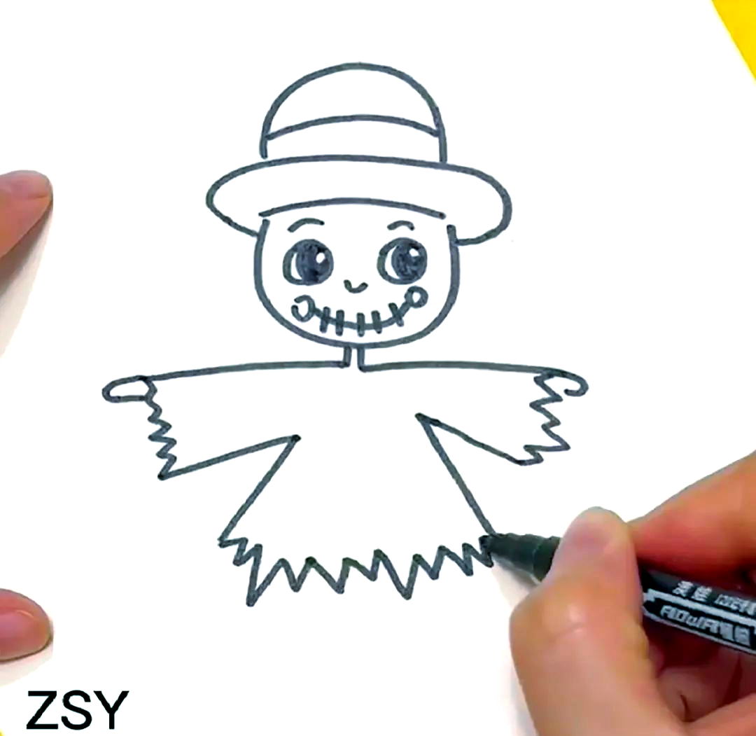 立秋稻草人的完整绘制过程揭示