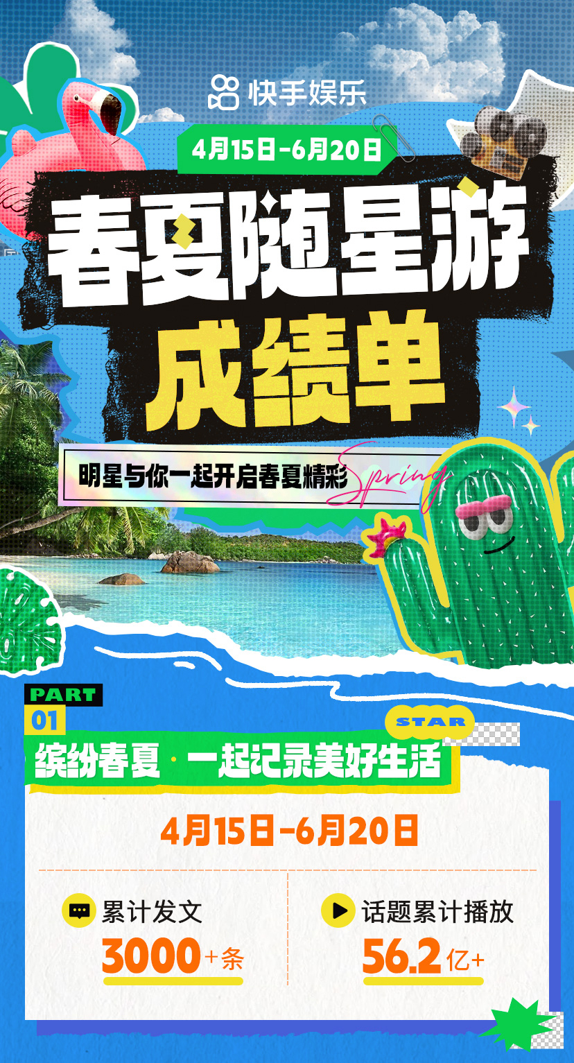 话题播放超56.2亿,快手「春夏随星游」解锁不一样的明星日常