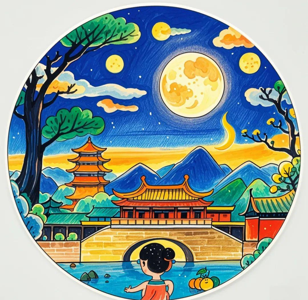 中秋节主题绘画构思与素材指南,打造多彩节日画作