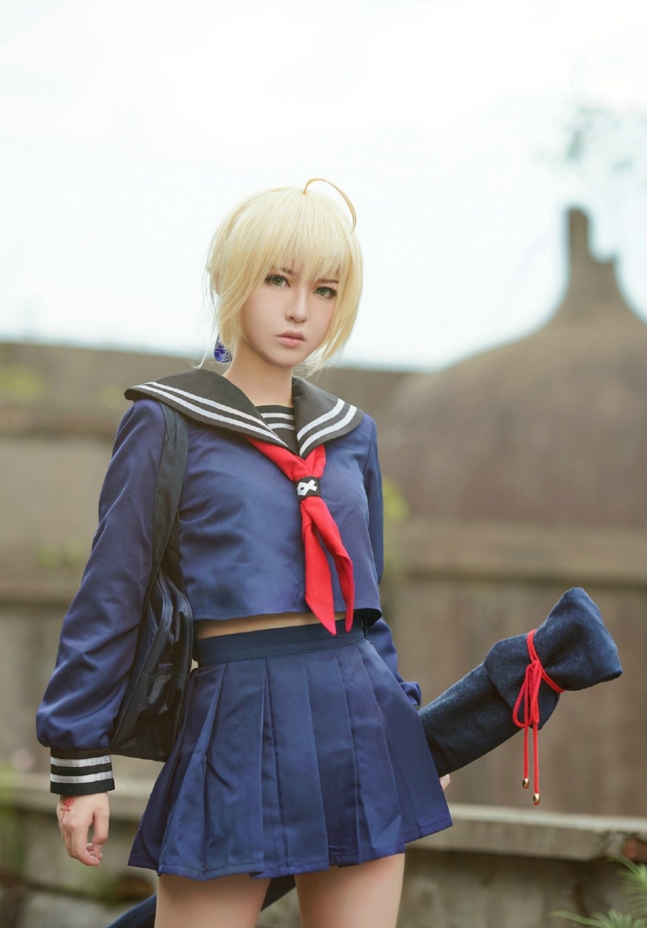 cosplay美女系列:jk制服动漫学生妹蓝色制服诱惑迷人纤细美腿