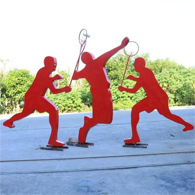 打羽毛球人物雕塑,公园运动主题雕塑