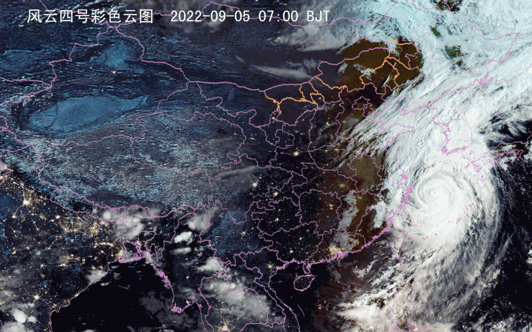 eagle系统实时展示风云四号a星彩色云图(2022年第11号台风"轩岚诺")华