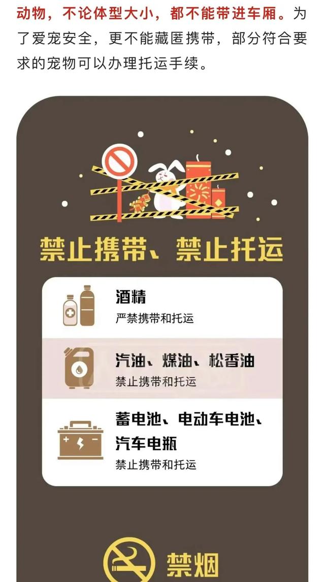 最新!乘火车禁止,限量携带物品清单请查收