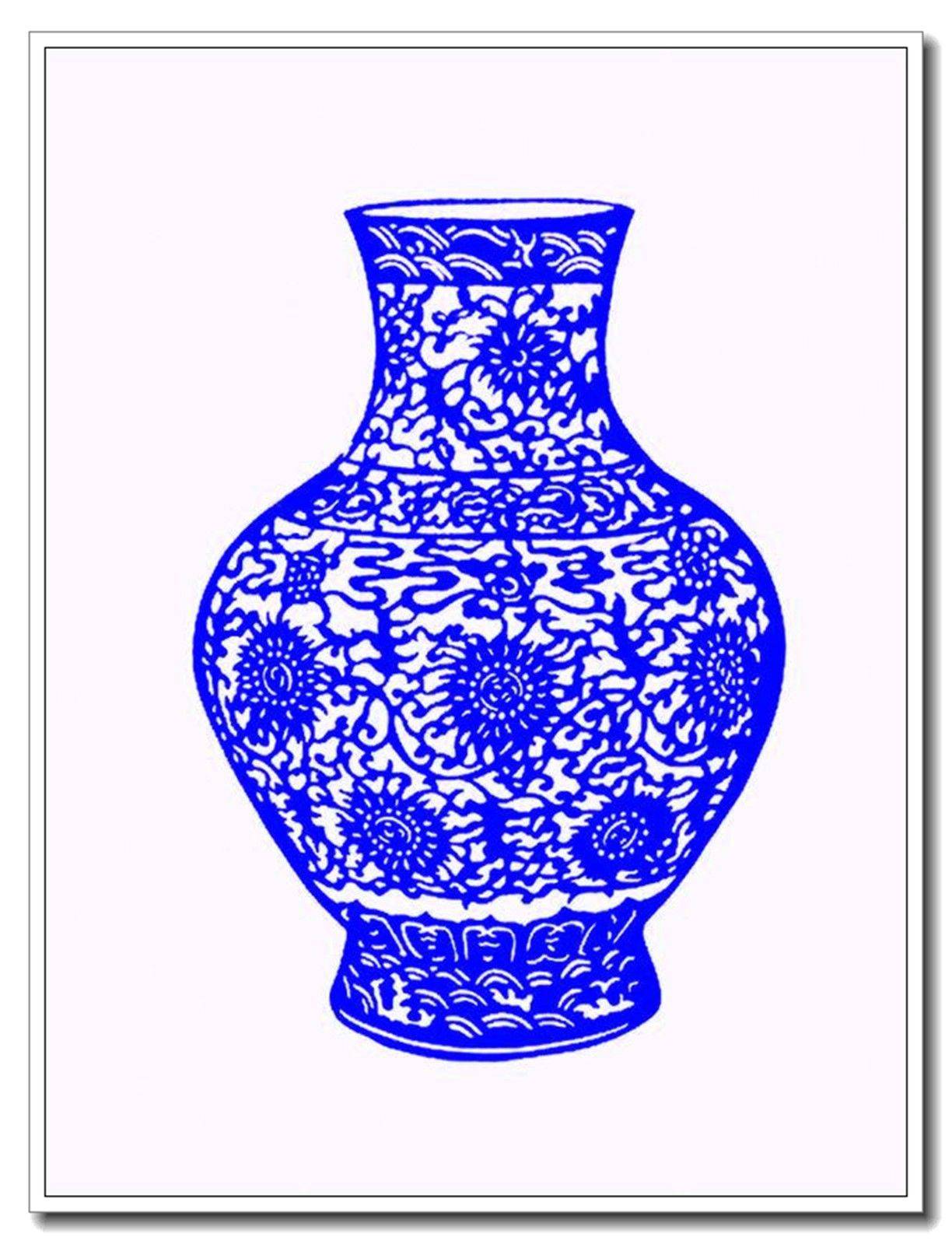 陈耀一组漂亮的青花瓶剪纸