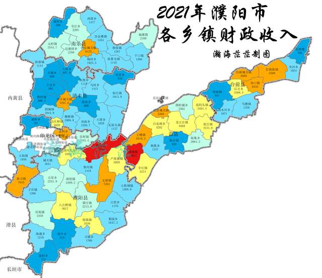 2021年濮陽市75個鄉鎮財政收入,兩地過億,濮陽縣城關鎮為何低?