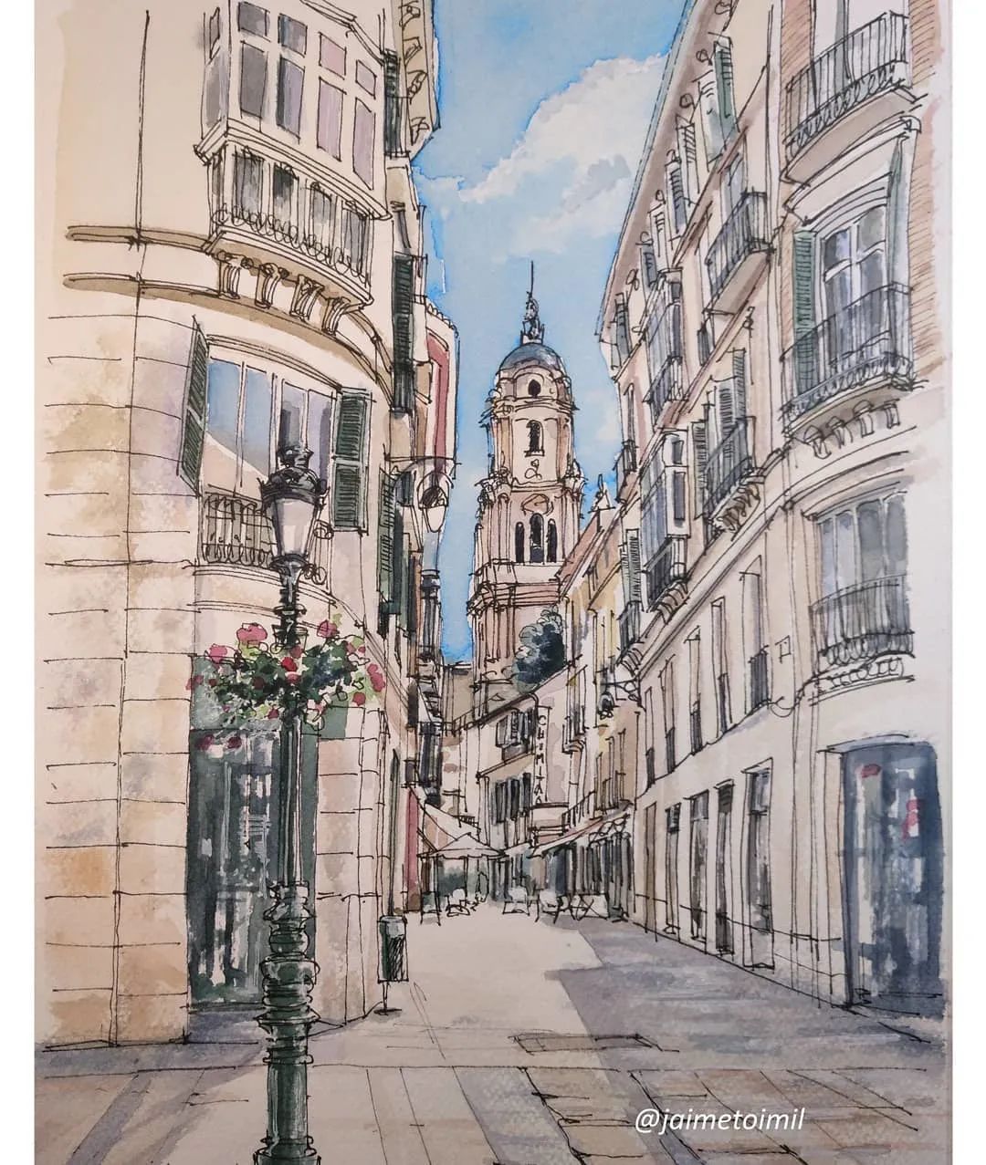 水彩|西班牙艺术家ftoimil钢笔淡彩建筑街景
