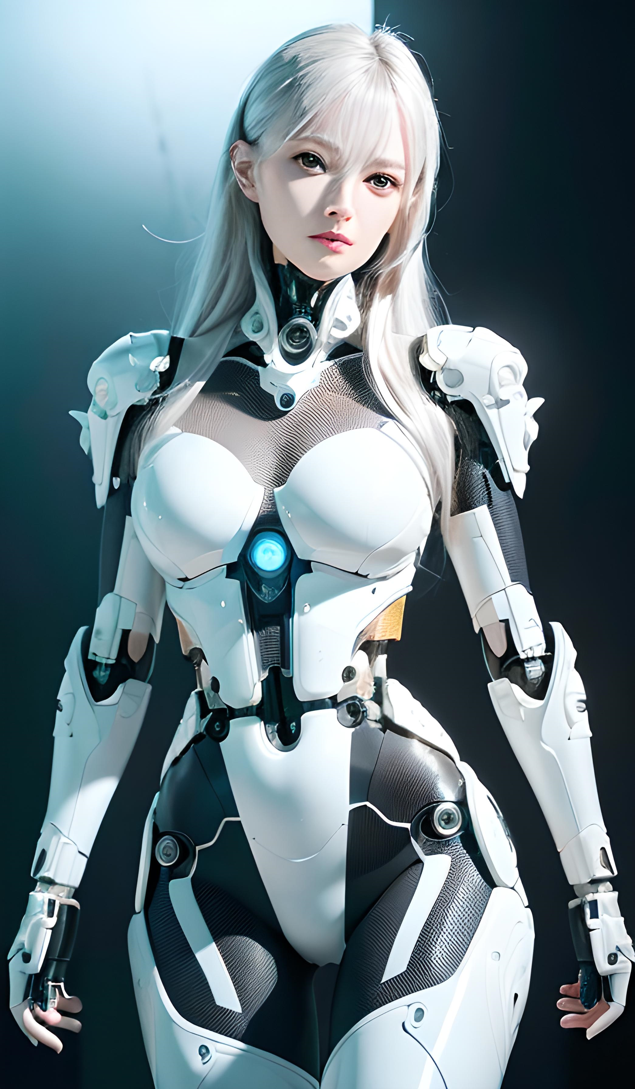 科技与艺术的完美结合:白发人形机械女带你领略机器人之美