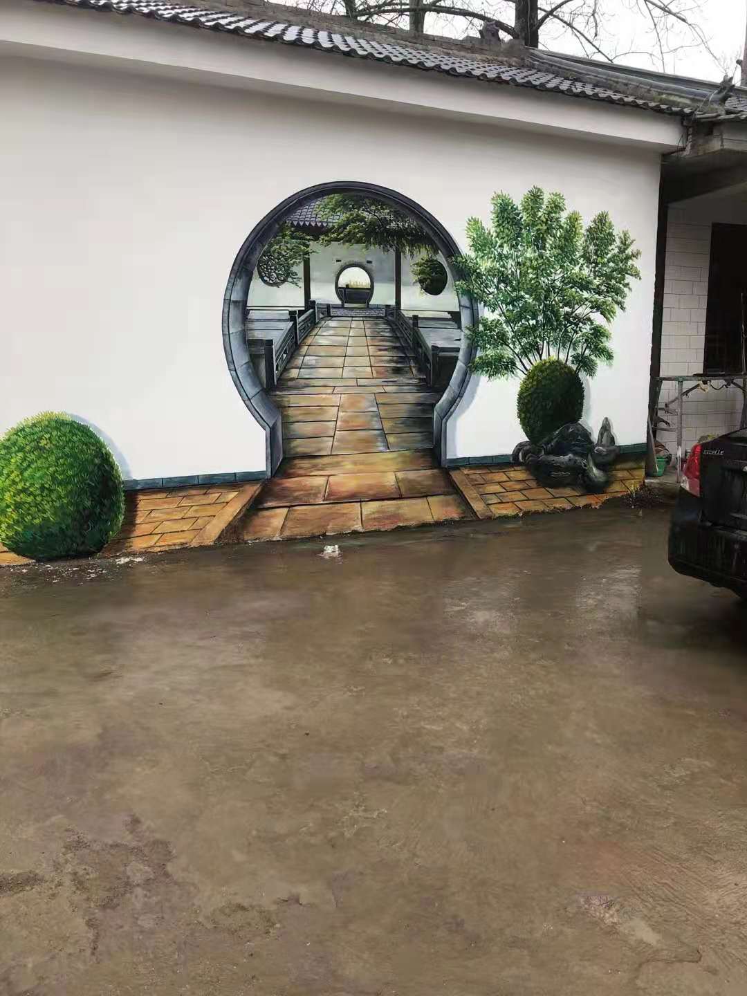 他的墙体彩绘,比3d画还要立体,感觉眼睛都不够用了