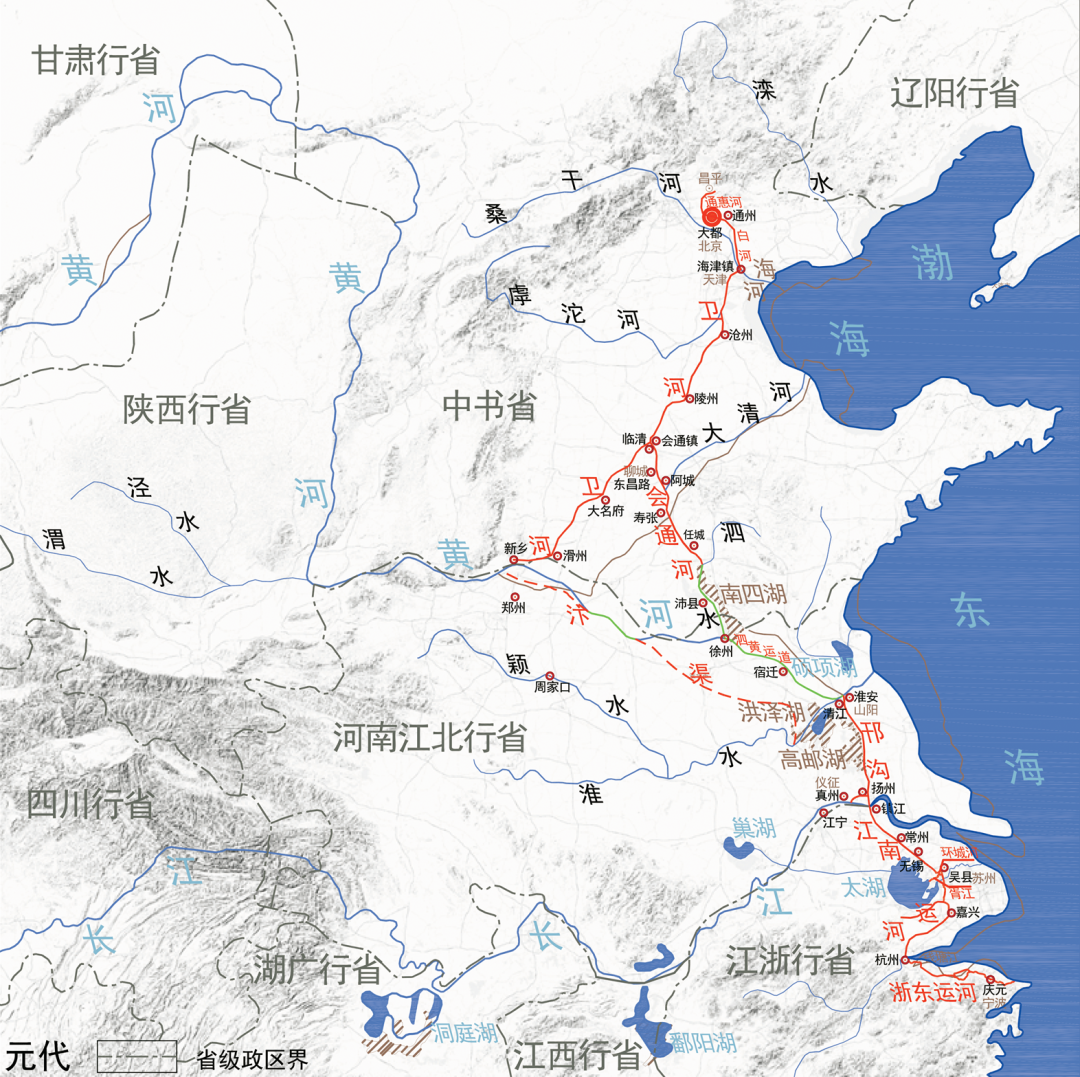 现代京杭大运河线路图图片