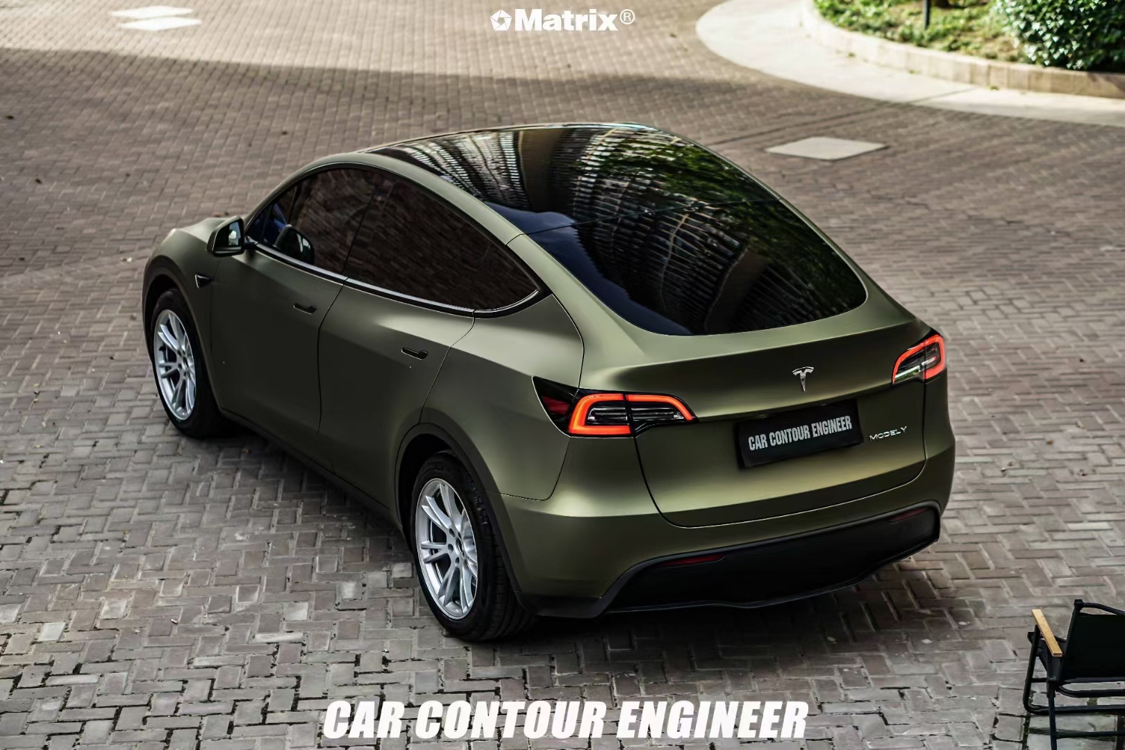 特斯拉modely-matrix矩阵改色膜超哑闪电绿,青绿两色极具气场