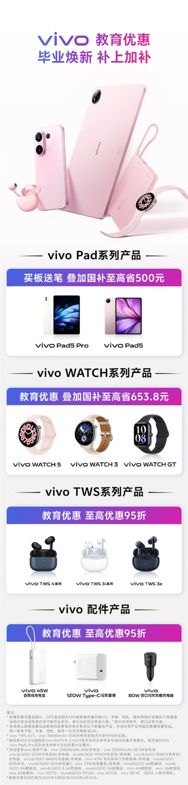 vivo教育优惠来了：买平板送手写笔 叠加国补最高省500元