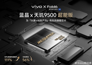 为折叠屏+AI而生！vivo X Fold6首发蓝晶x天玑9500超能版