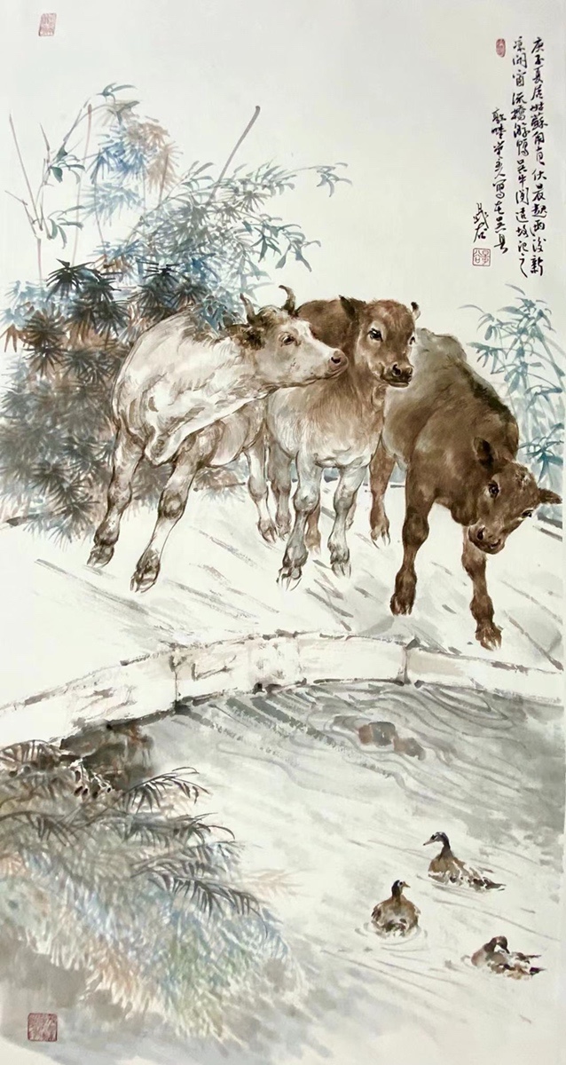 去看展!画家晁谷50余幅作品带你认识牛的千姿百态