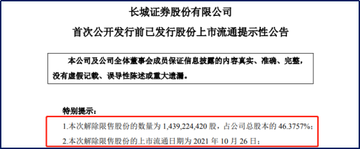 近半股本一次解禁?長城證券還有百億定增在路上