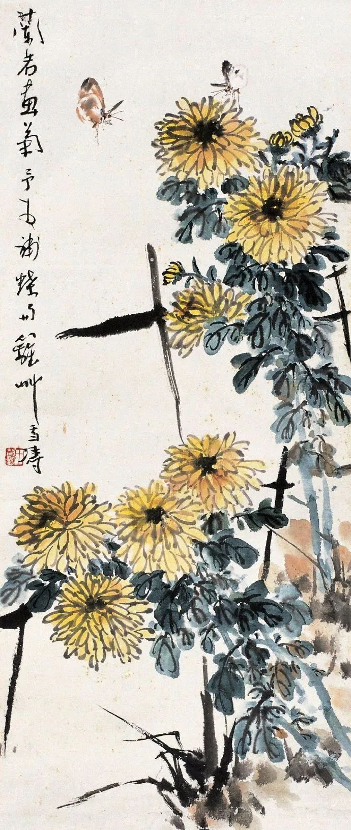 众多国画菊花图,展现悠然之美