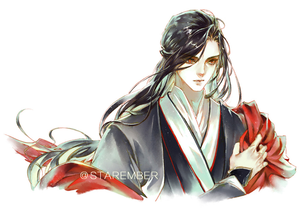 灰灰画的古风美男子,白发负剑的很仙气,这个像羡羡又像花花