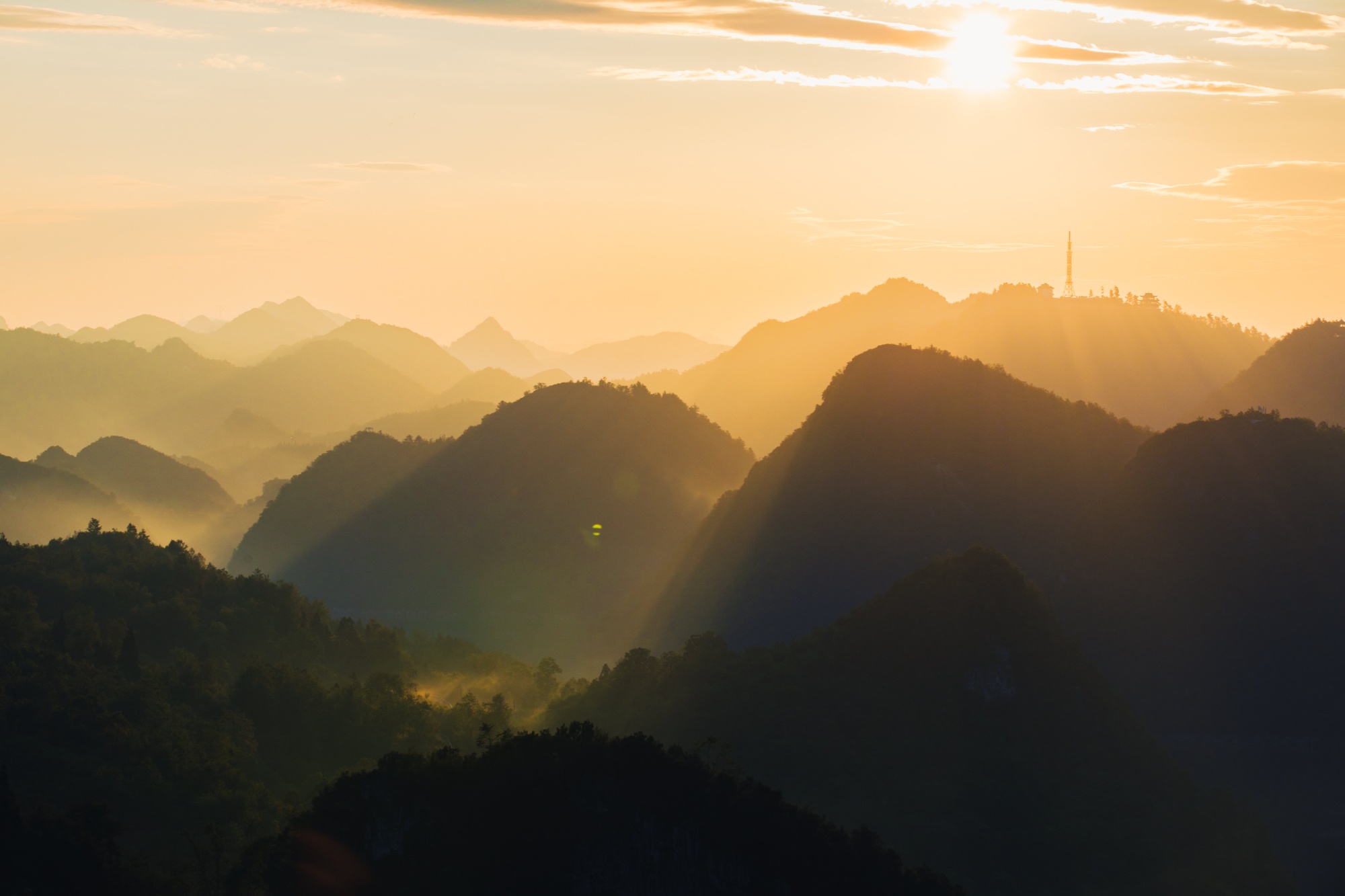 七星高照风景图图片