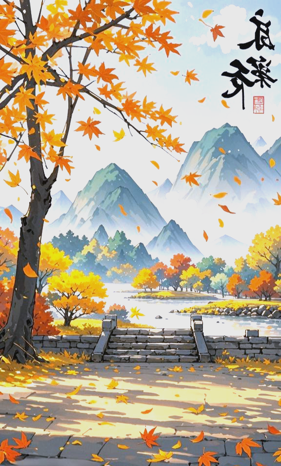 古风水墨画中的秋天风景,意境优美值得收藏学习