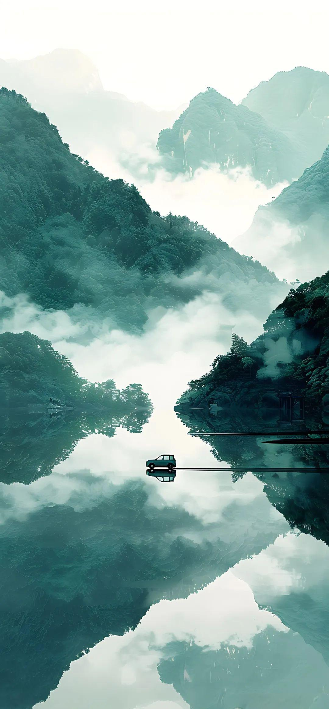 中国风壁纸探秘:水墨画中的车行画面