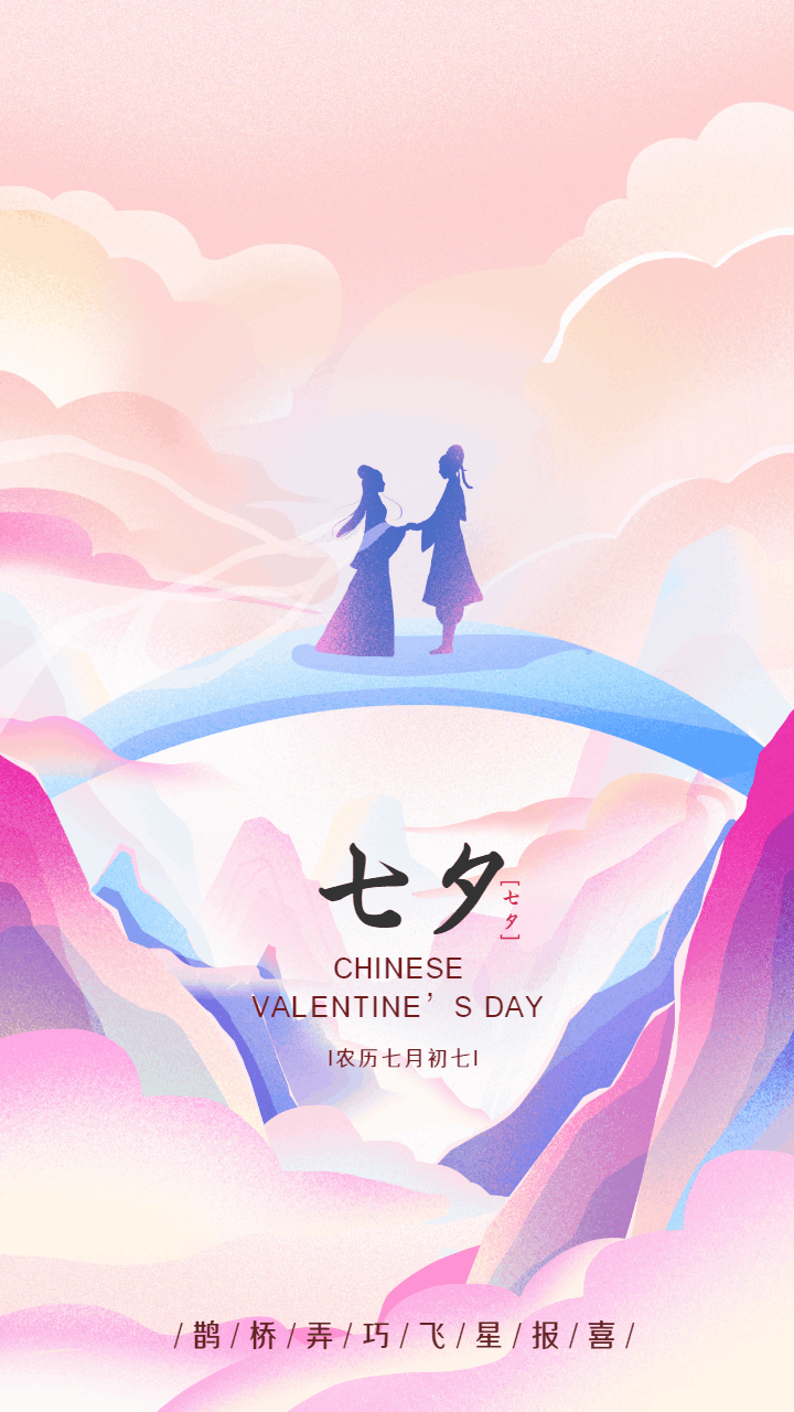 七夕节牛郎织女鹊桥相会动态海报七夕节的习俗丰富多彩,是中国传统