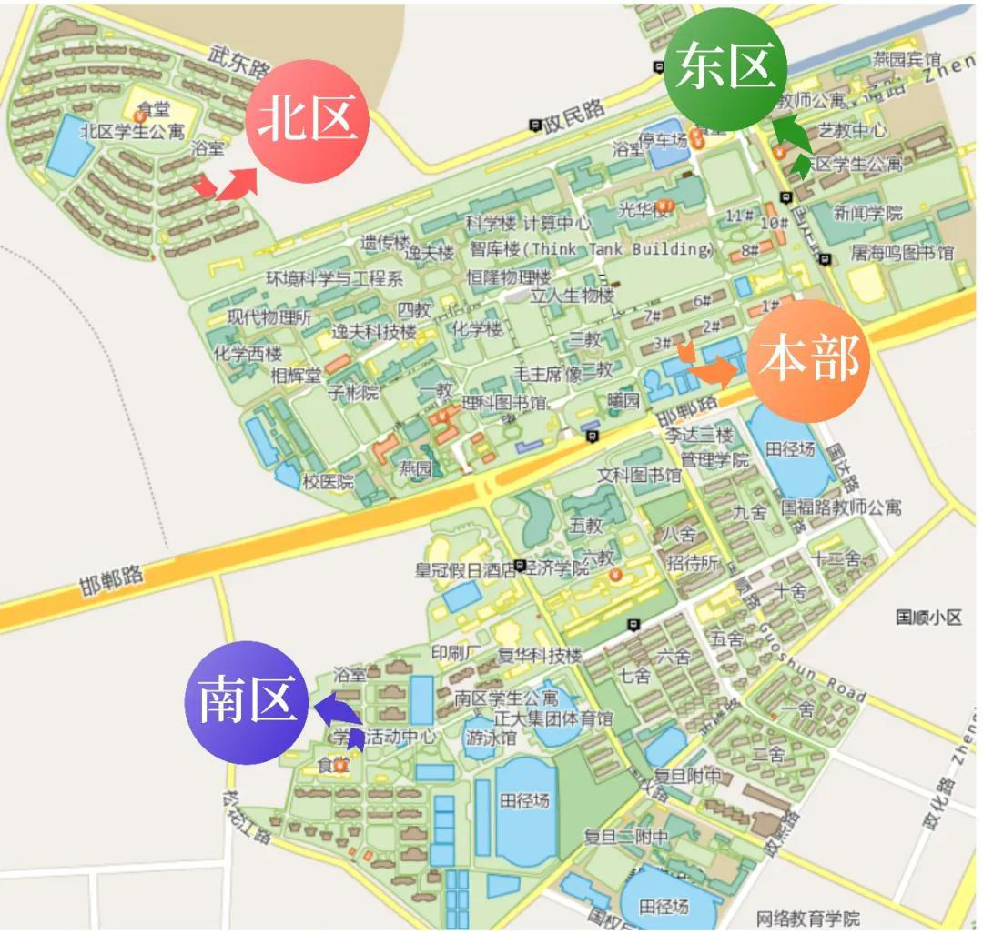 图片数据来源于:复旦大学微信公众号学校分邯郸校区,张江校区,江湾