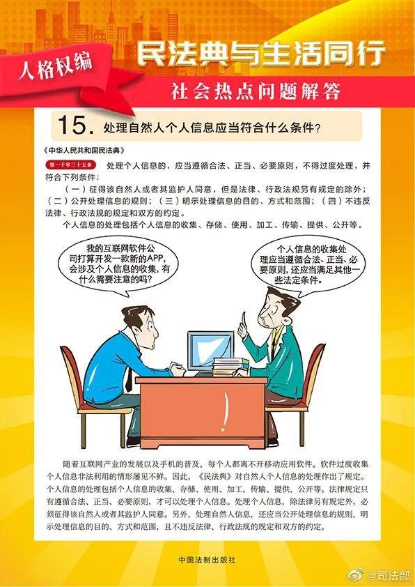 民法典在身边|处理自然人个人信息应当符合什么条件?