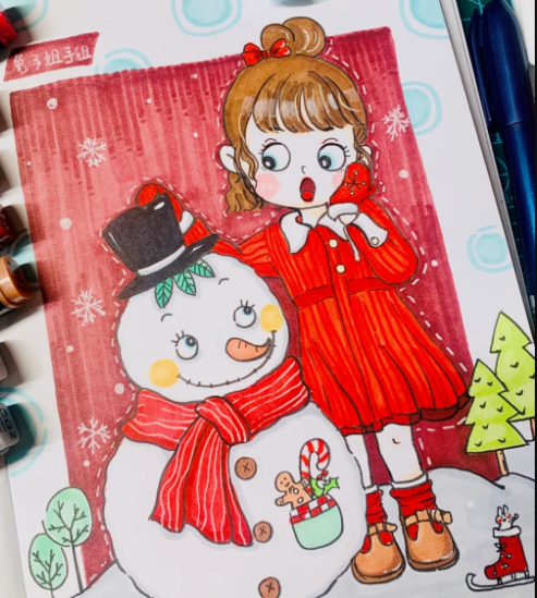 素材|30个简单漂亮的2021冬季主题创意儿童画,简单实用