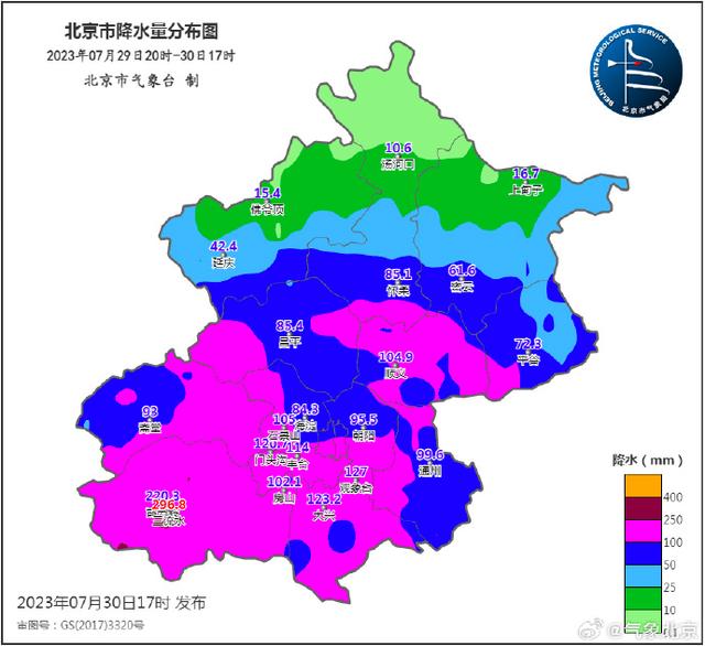 北京城区降雨量超100毫米,已达大暴雨级别