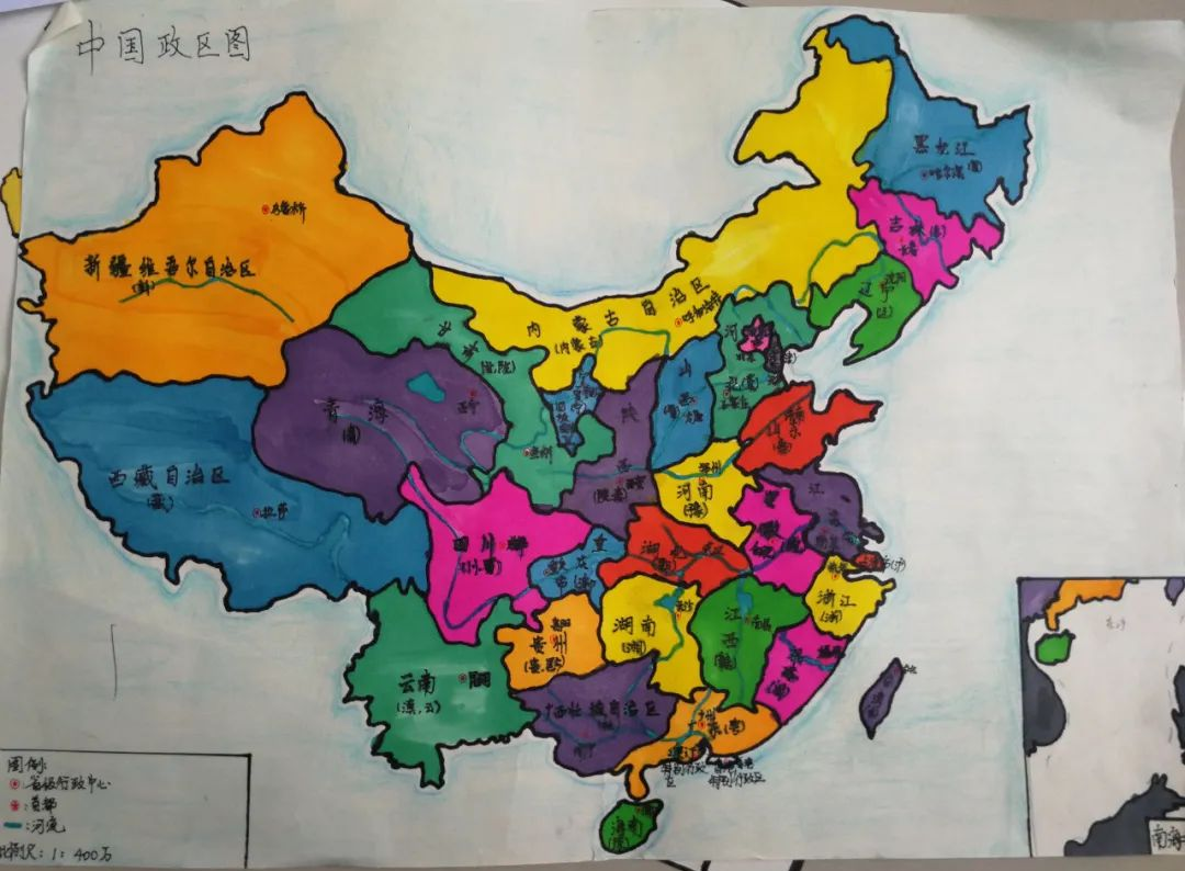 青中学子手绘政区图:描绘心中的祖国形象